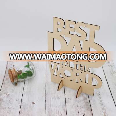 creative wholesale laser cut wood greeting card display stand Fathers Day gift craft